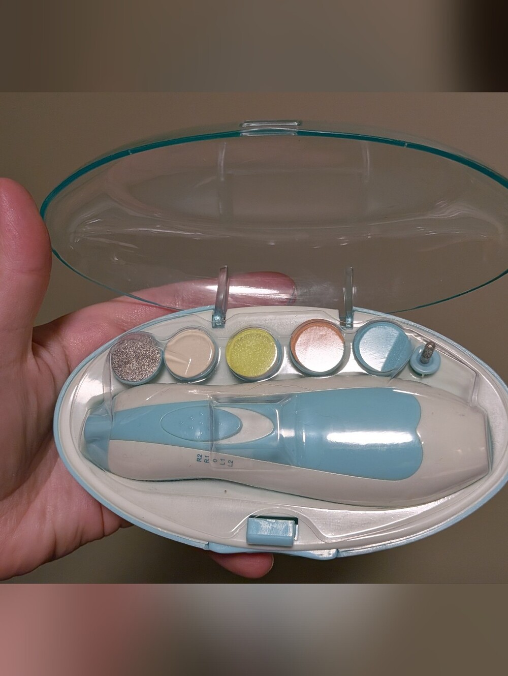 Electric Nail Care Kit with Five Heads - Light Blue